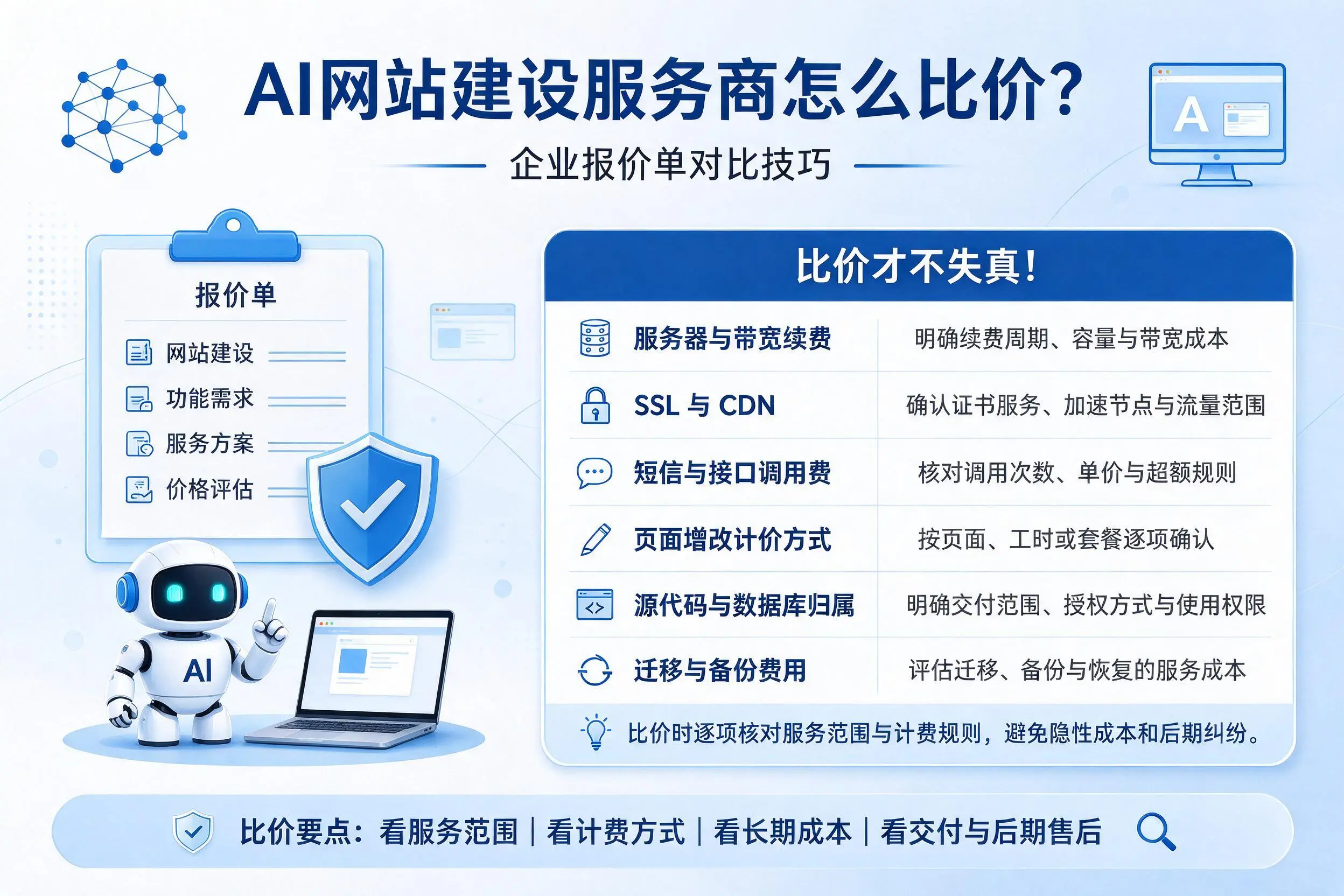 AI网站建设服务商怎么比价？湖北企业报价单对比技巧