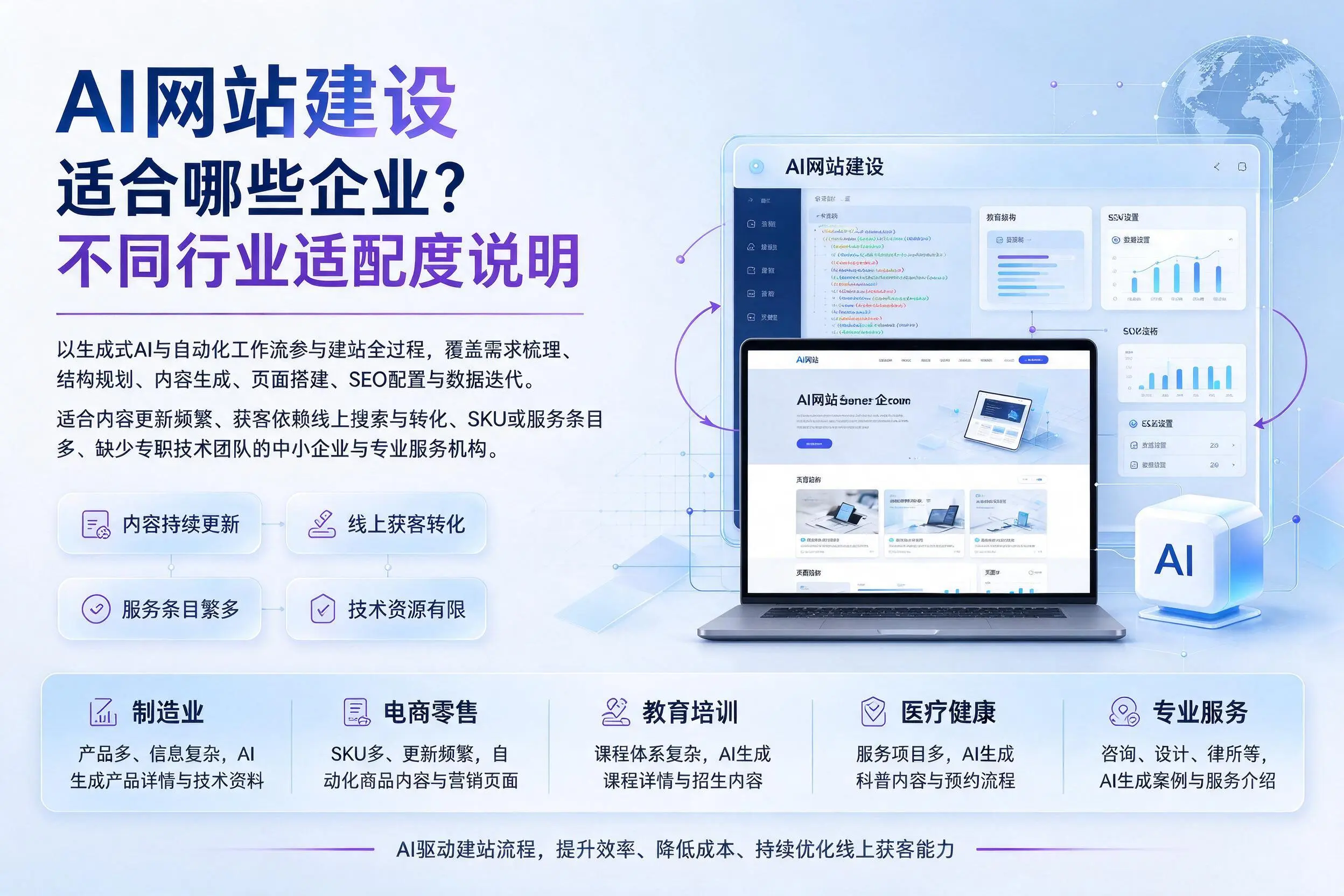 AI网站建设适合哪些企业？湖北不同行业适配度说明